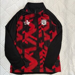 Canada-Urban Heritage Black and Red Quarter-Zip Top. Jersey material size L(14)